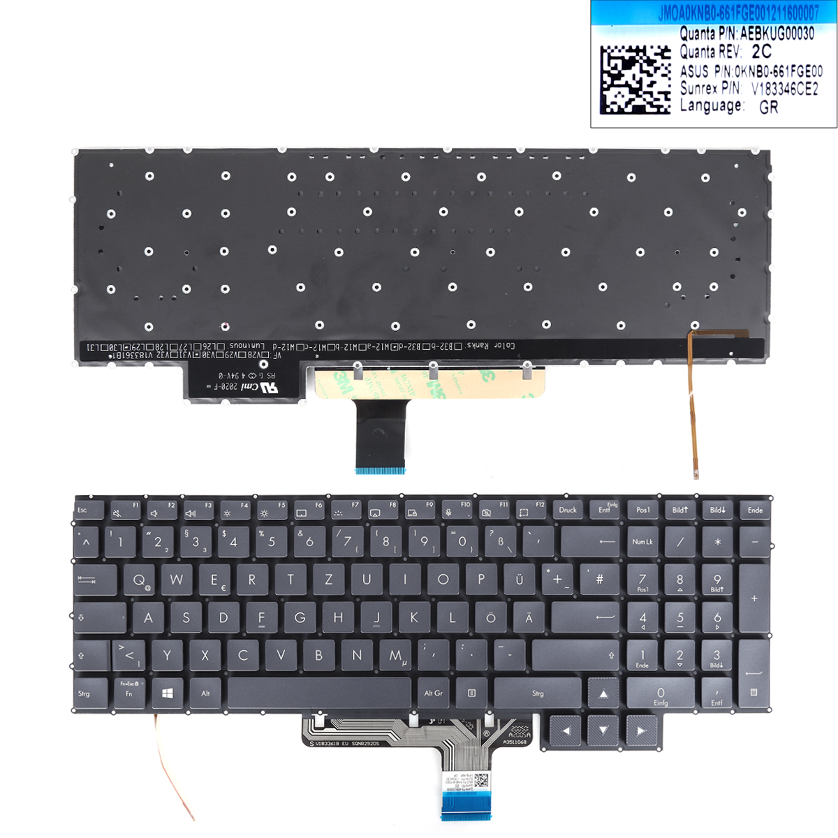 Picture of New Replacement Laptop Keyboard For Grey ASUS ProArt StudioBook Pro X W730 STAR-GRAY(backlit win8) GR Layout